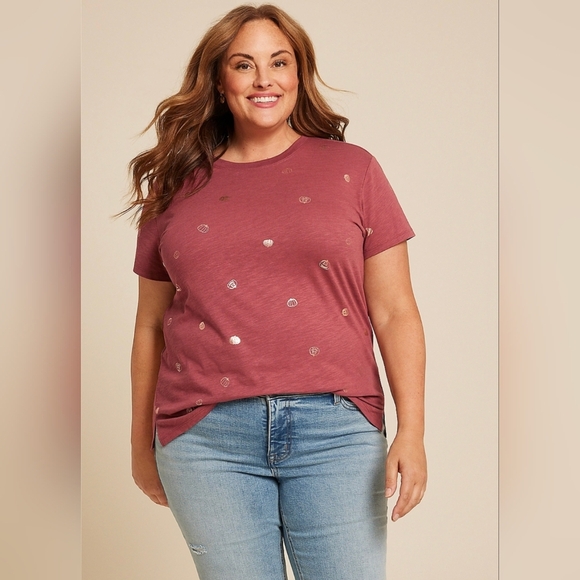 24/7 Maurices Tops - NWOT 24/7 By Maurices Copper Brown Gold Pumpkin Crewneck Tee 2X 18 20